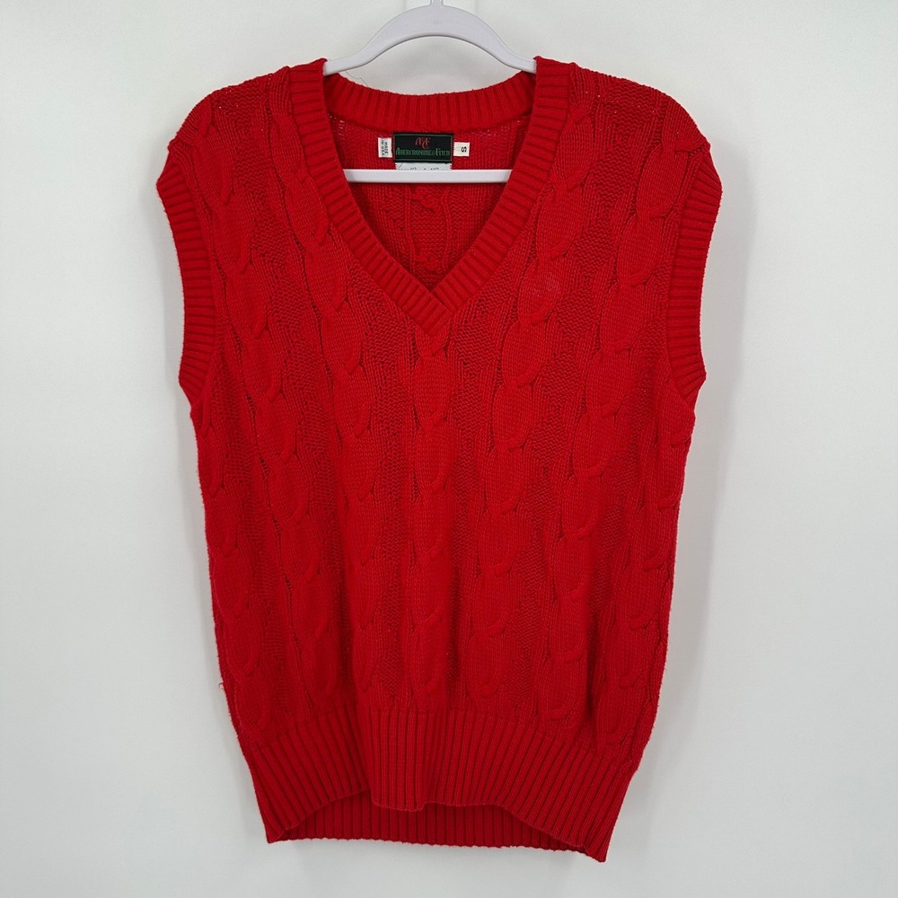 Abercrombie & Fitch Men Preppy Cable Knit Sweater Vest Size S Vintage Collegiate